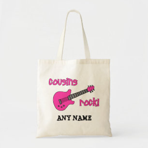 Cousins Rock! with Pink Guitar Tote Bag