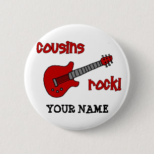 Cousins Rock! with Red Guitar 2 Inch Round Button