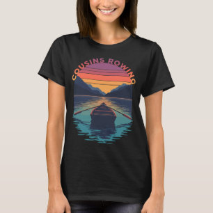 Cousins Rowing Retro Sunset Lake Adventure Summer T-Shirt