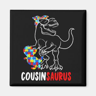 Cousinsaurus T Rex Dinosaur Autism Awareness Cousi Magnet