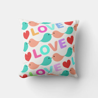 Coussin キュートなラブバード LOVE&CUTE 白色 Cute lovebirds.