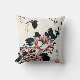 Coussin 牡丹に蝶, pivoines de 広重 et papillon, Hiroshige,