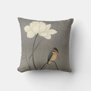 Coussin 蓮にカワセミ, martin-pêcheur de 古邨 sur Lotus, Koson,
