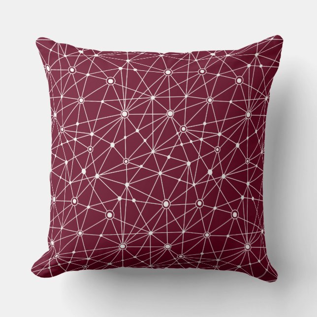 Coussin 010316 Network - White on Deep Crimson (Recto)
