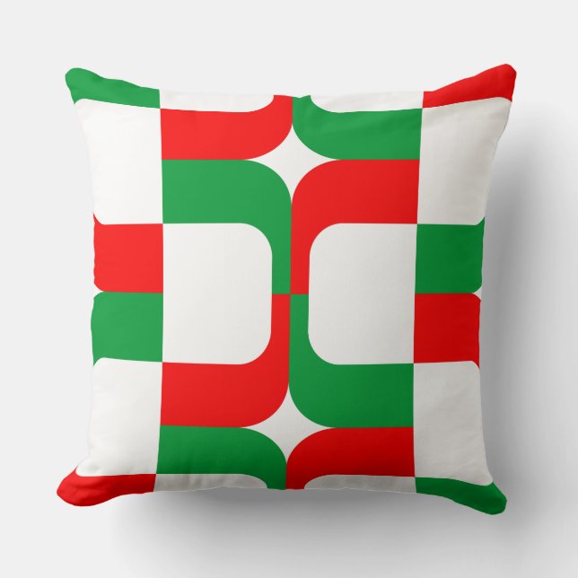 Coussin 020614 - Grass Green and Red on White (Recto)
