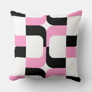 Coussin 020614 - Noir et rose sur blanc