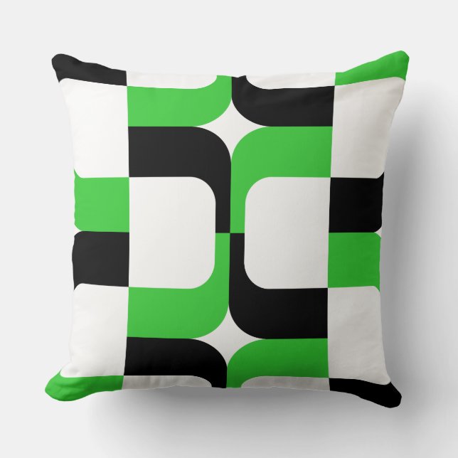 Coussin 020614 - Noir et vert printemps sur blanc (Recto)