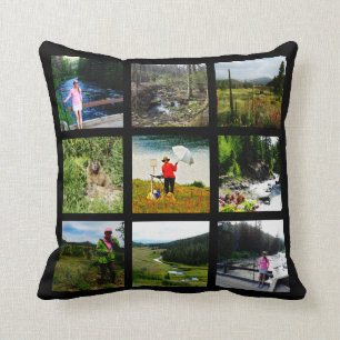 Coussin 10 Photo Instagram Collage noir arrière - plan bla