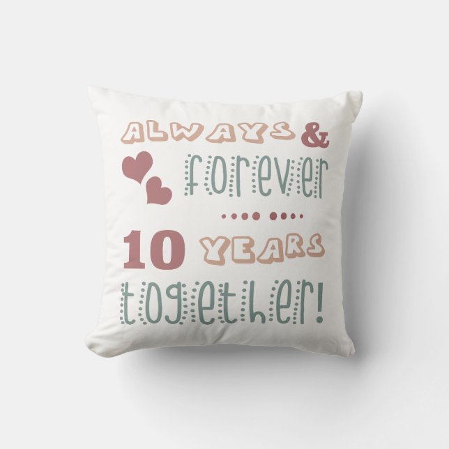 Coussin 10ème anniversaire de Mariage mignon (Recto)