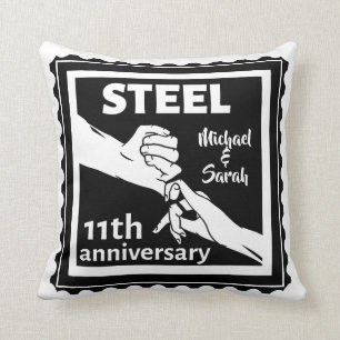 Coussin 11e anniversaire mariage main dans la main