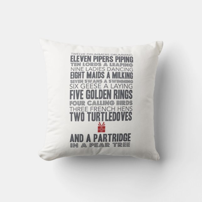 Coussin 12 jours de Noël rouge de Noël | (Recto)