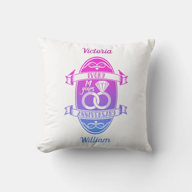 Coussin 14 ans ivoire traditionnel 14e anniversaire de mar (Recto)