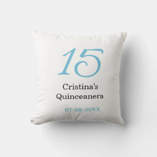 Coussin 15e anniversaire de quinceanera bleu noir lettre n