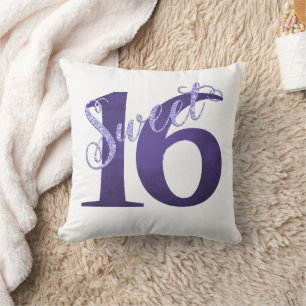 Coussin 16 ans   Chic Purple Aquarelle Nom du script