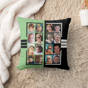 Coussin 16 photo collage double face vert noir