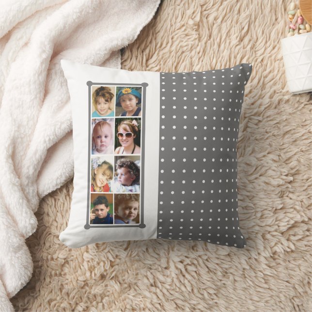 Coussin 16 photo collage pois jeter gris (Couverture)