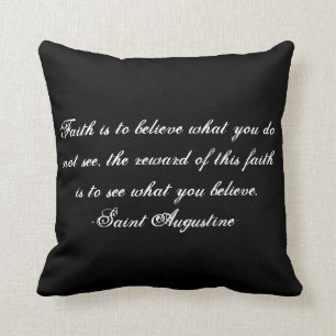 Coussin 16x16 de coton de "foi" avec la citation