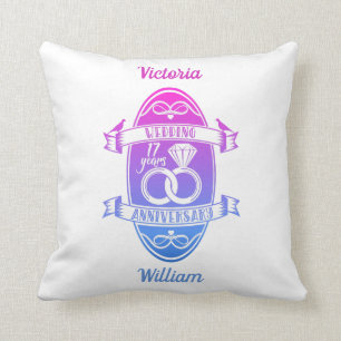 Coussin 17 ans 17e mariage anniversaire