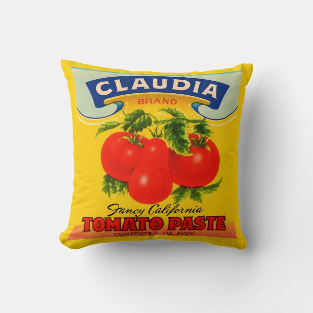 Coussin 1930 Claudia pâte de tomate imprimé étiquette (Recto)