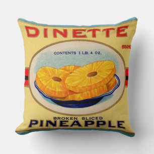 Coussin 1930 étiquette de marque d'ananas Dinette