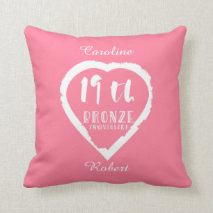Coussin 19e anniversaire du Mariage bronze traditionnel