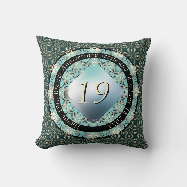 Coussin 19e anniversaire du Mariage médaillon d'aquamarine (Recto)