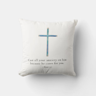 Coussin 1 Pierre 5:7 Croix minimaliste