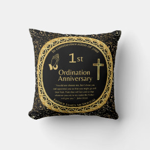 Coussin 1er anniversaire d'Ordination prêtre PERSONNALISÉ