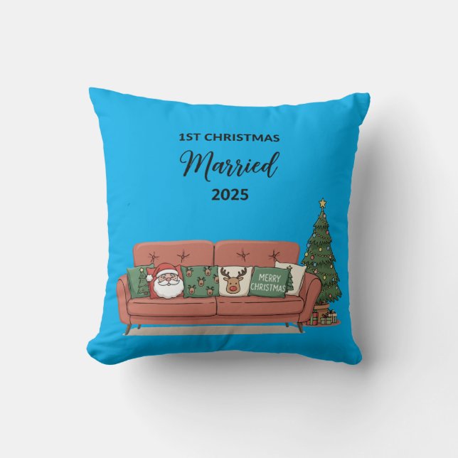 Coussin 1er Noël de Mariage 2025 | Nouveau Canapé Cozy Mig (Recto)