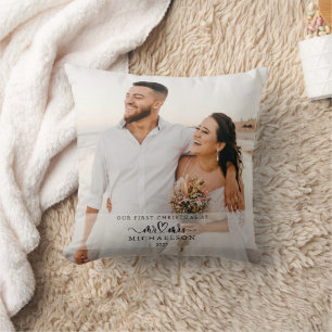 Coussin 1er Noël Elégant Marié Comme M. et Mme Photo
