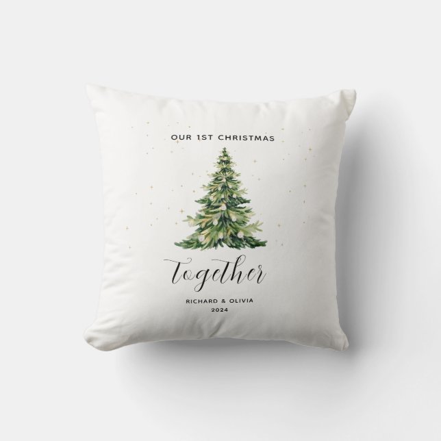 Coussin 1er Noël personnalisé Ensemble Couple Cadeau (Recto)