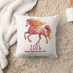 Coussin 2026 Cheval Fougueux – Bonne Année Chinoise