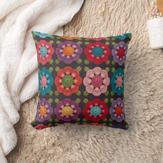 Coussin  20 Daisy Floral Pillow Cover - Black Decorative  (Couverture)
