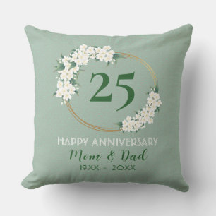 Coussin 25e Anniversaire Blanc Floral Vert Chinoiserie
