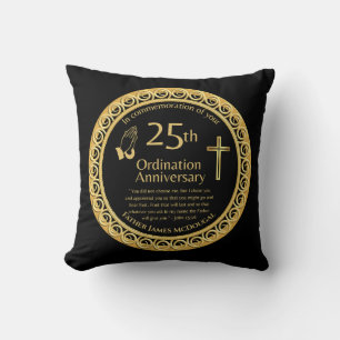 Coussin 25e anniversaire de l'Ordination personnalisée Prê