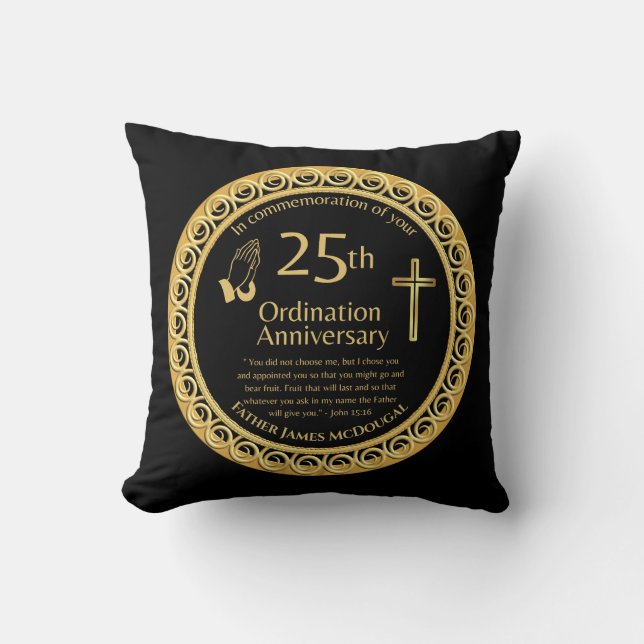 Coussin 25e anniversaire de l'Ordination personnalisée Prê (Recto)