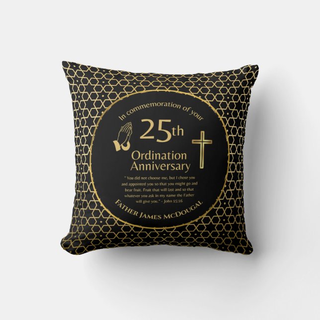 Coussin 25e anniversaire de l'Ordination personnalisée Prê (Recto)