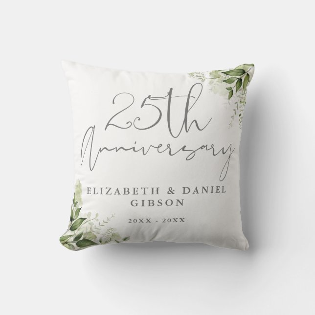 Coussin 25th Wedding Anniversary Greenery Floral (Recto)