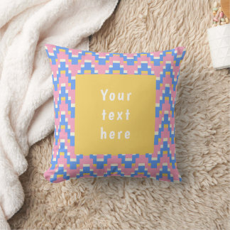 Coussin 26036B Zigzag Géométrique Vague Rose Bleu Jaune