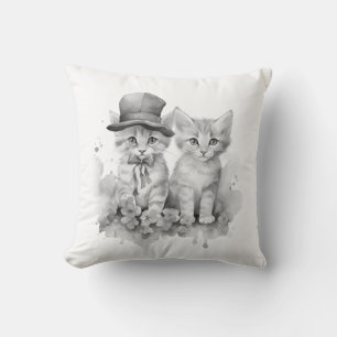 Coussin 2 chatons noirs et blancs