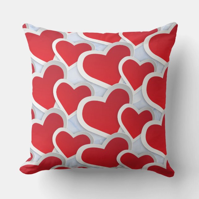 Coussin 2 Coeurs rouges Répétant le Motif mou (Recto)