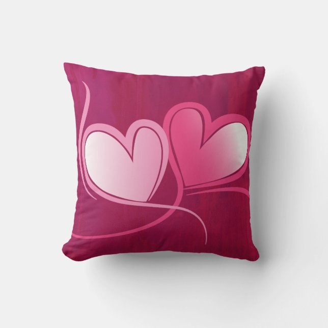 Coussin 2 Hearts on a Fuschia Pink Background (Recto)