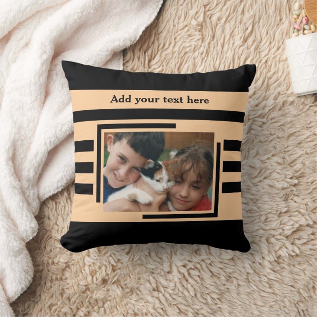 Coussin 2 photo add text black peach (Couverture)