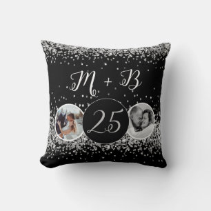 Coussin 2 Photo Alors et Maintenant Anniversaire de Mariag
