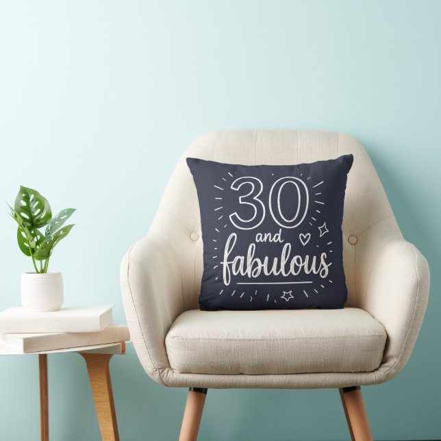 Coussin 30 and Fabulous Doodle Happy 30th Birthday  (Chaise)