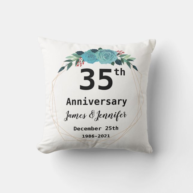 Coussin 35e anniversaire du Mariage Noms et année personna (Recto)