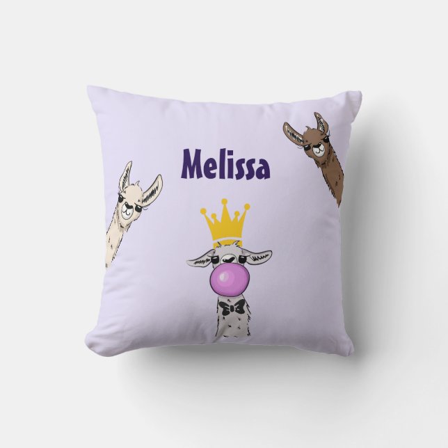 Coussin 3 Jolie Llama face à l'illustration de dessin (Recto)