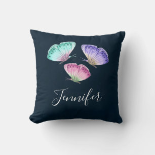 Coussin 3 Mignons Papillons Pastel Aquarelle Colorée