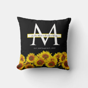 Coussin 3 Photo collage moderne tournesol noir Mariage Thr
