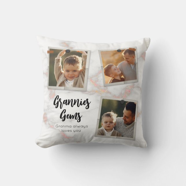 Coussin 3 Trois Photo Moderne Élégant Collage Famille Amou (Recto)